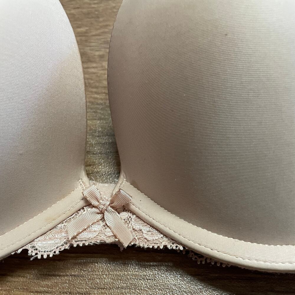 Victorias Secret Nude Dream Push Up Bra Womens Size 32D Beige Lace Padded Tan - Picture 4 of 8